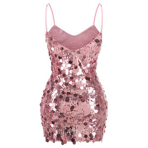 Metallic Circle <strong>Bodycon</strong> Party Clubbing <strong>Dresses</strong> for Night Out Female <strong>Sequin</strong> Mini <strong>Dress</strong> Pink - Product Image 5