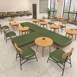 Conjunto de Asientos Modernos de Madera para Restaurante, Mesa de Comedor Rectangular, Sillas, Muebles para Cafetería, Salón y Restaurante - Product Image 2