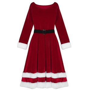 Disfraz Navideño de Terciopelo para Mujer, Modelo Señora Santa Claus, Color Verde y Rojo, FCDR-030, de HP - Product Image 2