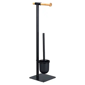Portarotolo per Carta Igienica da Terra in Acciaio Inossidabile Nero Opaco, Ecologico <span class=keywords><strong>e</strong></span> Antiruggine, Design Moderno con <span class=keywords><strong>Scopino</strong></span> per WC - Product Image 1