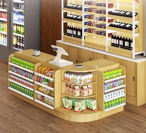 Mostrador <span class=keywords><strong>de</strong></span> Caja para <span class=keywords><strong>Farmacia</strong></span>, Tienda <span class=keywords><strong>de</strong></span> Conveniencia y Supermercado Wumart, Diseño Simple y Moderno en Madera con Esquinas Arqueadas, Tamaño Personalizado - Product Image 2