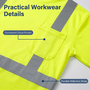 T-shirt <span class=keywords><strong>de</strong></span> sécurité réfléchissant à manches courtes en polyester respirant et à séchage rapide, personnalisable avec logo pour la logistique d'entrepôt - Product Image 3