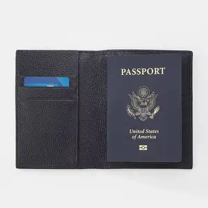 Vente en gros couverture de passeport en cuir de haute qualité portefeuille de passeport de voyage RFID avec porte-carte nouveau Design porte-passeport en cuir