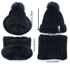 Wholesale Warm Winter Skullies Knitted <b>Hat</b> <b>Women</b> Brand High Quality Ball Ski Wool <b>Fur</b> Pompoms <b>Hats</b> Scarf - Product Image 5