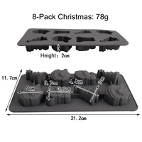 Moule de cuisson de Noël à 8 cavités avec logo personnalisé, en silicone de qualité alimentaire, motif Père Noël, ours, sapin, plateau à chocolat et bonbons, OEM ODM
