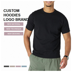 T-shirt uni à manches courtes en jersey tricoté épais 100 % coton, anti-boulochage, séchage rapide, écologique, pour homme, avec lettres imprimées - Product Image 1