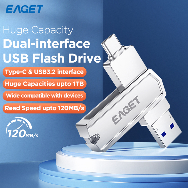 EAGET CF22-3 Wholesale 128 64G Pen Drive Memory Flash Bellek Corporate Gift Stick Luxury Metal USB Flash Drives USB 3.0 Pendrive