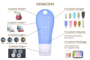 Custom Logo TSA approved Silicone Travel Bottle Set 60ml 90ml Leak Proof Refillable Toiletry Containers with Carabiner OEM ODM - Product Image 2