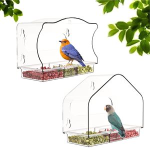 Mangeoire à oiseaux transparente à ventouses robustes pour extérieur, en acrylique transparent, suspendue, attrape-graines pour oiseaux sauvages - Product Image 1