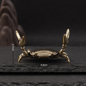 Soporte para bolígrafos con forma de cangrejo de latón, diseño de bambú, estilo chino, adorno artesanal de metal para decoración de escritorio de caligrafía - Product Image 3