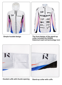 21 DAIWA DE-5606CS hommes vente en gros vêtements de pêche UPF50 Protection solaire à manches longues pêche à capuche - Product Image 4