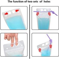 Pochettes personnalisées transparentes translucides pour boissons, jus et smoothies, avec fermeture éclair, réutilisables, finition mate, pour emballage liquide, avec trou de suspension, en PE