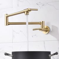 Robinet de cuisine mural pliable en acier inoxydable 304, robinet d'évier à eau froide simple avec bec rotatif et pliable