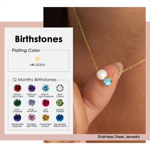 สร้อยคอจี้สแตนเลสสตีล 316L แบบกำหนดเอง ชุบทอง 14K 18K PVD เครื่องประดับชั้นดี สร้อยคอมุกประจำเดือนเกิด ขายส่งสำหรับผู้หญิง - Product Image 3