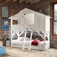 Lit superposé en bois massif durable pour enfants, style ferme, maison dans les arbres, ensemble de meubles de chambre d'enfant