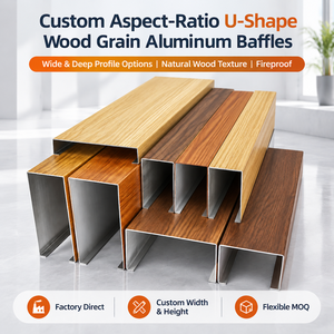 Panel Metálico Ignífugo con Revestimiento de Aluminio en Forma de U con Aspecto de Madera y Relación de Aspecto Personalizada - Product Image 1