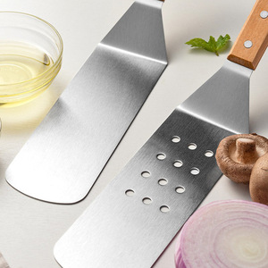 DF30 0630 Precio de Fábrica Colección Completa de Espátulas de Acero Inoxidable con Mangos de Madera Utensilios de Cocina Duraderos para Asar - Product Image 3