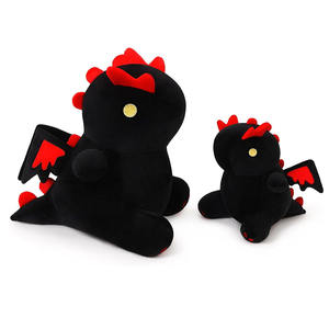 Peluche Realistico di <span class=keywords><strong>Dinosauro</strong></span> <span class=keywords><strong>Nero</strong></span> con Ali da Diavolo, Giocattolo Morbido, Regalo di Compleanno per Bambini - Product Image 1