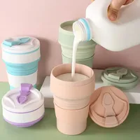 Gobelet pliable en silicone écologique et créatif de 350 ml/500 ml avec couvercle pour les voyages, les activités de plein air et les usages professionnels
