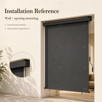 Store vertical manuel à manivelle pour extérieur, en polyester enduit PU 180 g/m², avec cassette en aluminium, hydrofuge, pour terrasse commerciale