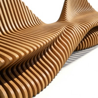 Banc en bois paramétrique de luxe sur mesure, chaise d'attente haut de gamme en bois massif pour écoles, aéroports, hôtels, extérieur, jardin, mobilier commercial