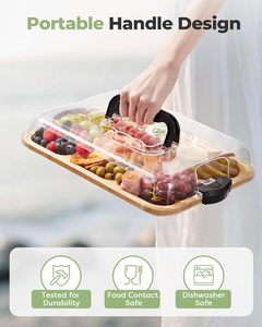 Charcuterie bamboe kaasplank voor hapjes, draagbaar cadeau, hartvormig kaasplank mes vork set bamboe - Product Image 6