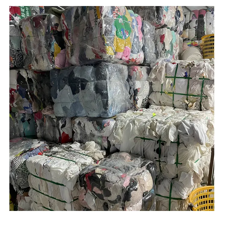 Factory white colorful wiping waste used clothes mix black cotton jeans wiping rag 2nd grade c clothing