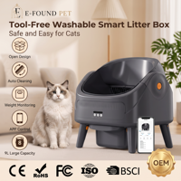Bac à litière intelligent 360° à ouverture supérieure pour chats, autonettoyant, facile à nettoyer, grande capacité, écologique, contrôle des odeurs, contrôle par application