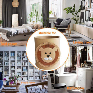 Laundry Basket With Handle Storage Laundry Basket Cute Cartoon Animal Woven Folding Solid Basket With Handle Storage Basket