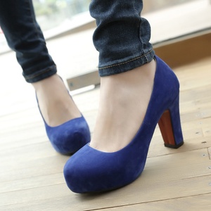 Delle donne della Pelle Scamosciata Sandali Tacco Alto Scarpe Da Festa di Nozze di Spessore Pompe Delle Signore <span class=keywords><strong>Calzature</strong></span> - Product Image 4