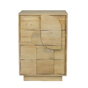 Cómoda Paxton de Madera Natural con Diseño de Paneles Geométricos y Almacenamiento - Product Image 1