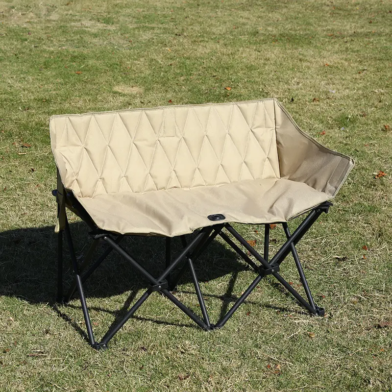 High Quality Outdoor Picnic Beach Travel Camping Couch Lawn Chairs Foldable Double Seat Camp Chair For 2 Person