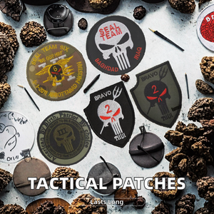 도매 전술 SEAL NST BRAVO 해골 방패 자수 패치 모랄 패치 퍼니셔 완장 (벨크로 후크 루프 부착) - Product Image 2