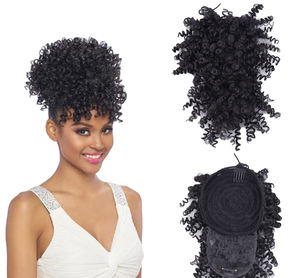 <span class=keywords><strong>Chignon</strong></span> bouclé <span class=keywords><strong>africain</strong></span> volumineux et frange en fibre synthétique douce - Product Image 1