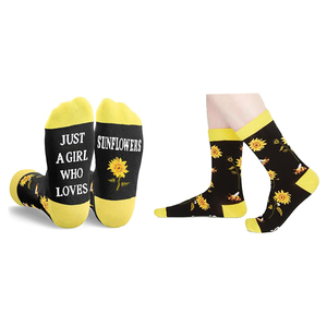 <strong>Sunflower</strong> Crew <strong>Socks</strong> for Women and Teens Customizable Yellow Mid-Calf <strong>Socks</strong> with Logo for Autumn Daily Wear - Product Image 1