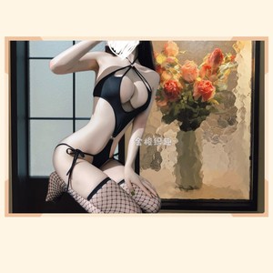 Lencería sexy de tres piezas, body con tiras, malla negra transparente, disfraz de mujer 247 - Product Image 1