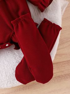 Kids Clothing Children's Clothing New Style Toddler <b>Long</b>-sleeve Rompers <b>Socks</b> Headbands Baby Girl Clothes 0-18M - Product Image 5