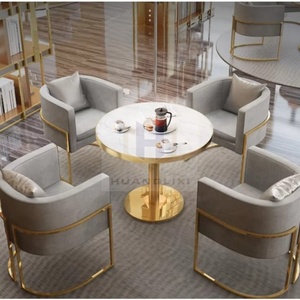 Ensemble table et chaises de café rondes en bois de style moderne, nouveau design, blanc et noir, pour la maison et les restaurants - Product Image 6