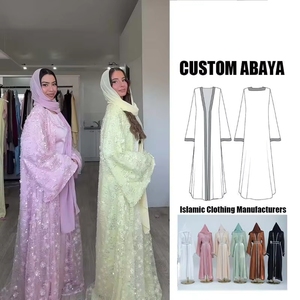 Abaya Personalizada de Lujo para Eid, Kimono Islámico, Vestido Musulmán para Mujer, Diseño Floral Texturizado en 3D, Elegante y Moderno, Conjunto Dubai Sakina 2026 - Product Image 1