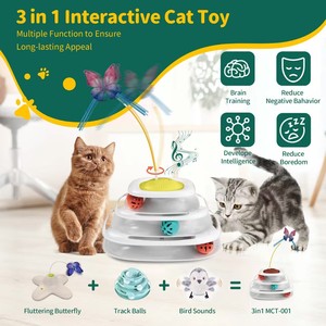 Juguete Interactivo para Gatos con Tres Bolas Coloridas, Juguete de Rompecabezas para Gatitos, Rodillo de 3 Niveles - Product Image 6