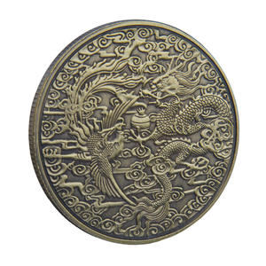 Металлическая памятная монета с рельефным изображением Феникса и Дракона, традиционный антикварный сувенир в стиле фэн-шуй - Product Image 3
