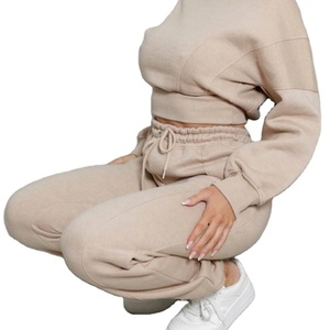 Plus Size Women Ladies Long Sleeves Two Piece Outfits <b>Joggers</b> Sweatshirts Pants Set 2 Piece Sets Crop Top Set - Product Image 2