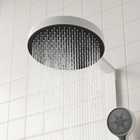 Robinet de douche de luxe à affichage numérique à quatre fonctions Style rond poli pour massage d'appartement et d'hôtel et motif de jet