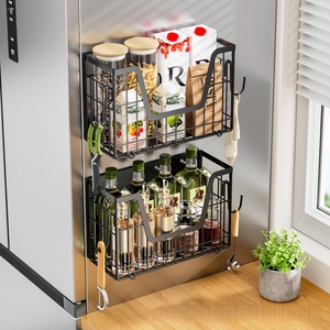 Ganchos magnéticos para nevera, estante lateral plegable para nevera, cesta de almacenamiento de condimentos, estante magnético de cocina - Product Image 2