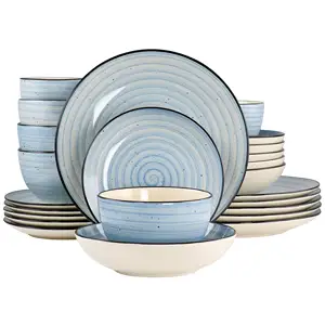 Juego de Vajilla de Cerámica de 12 <span class=keywords><strong>o</strong></span> 16 Piezas con Diseñ<span class=keywords><strong>o</strong></span> Nuevo y Pintado a Mano en Azul - Product Image 1