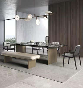 Nouveau produit Ensemble de <span class=keywords><strong>table</strong></span> à manger de luxe italienne <span class=keywords><strong>Table</strong></span> à manger rectangulaire moderne de luxe <span class=keywords><strong>3M</strong></span> 12 places en acier inoxydable et chaises - Product Image 3