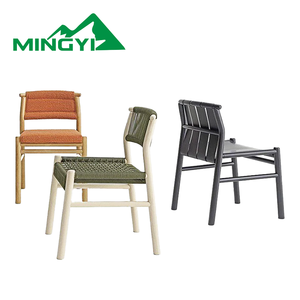 Vente en gros de meubles de restaurant d'extérieur tissés en corde chaises de patio en bois de teck de directeur de plage empilables avec cadre en aluminium - Product Image 3