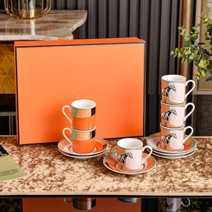 Modern Ceramic Coffee & <b>Tea</b> <b>Set</b> With Horse Pattern Orange Color Durable Design For Afternoon <b>Tea</b> - Product Image 1
