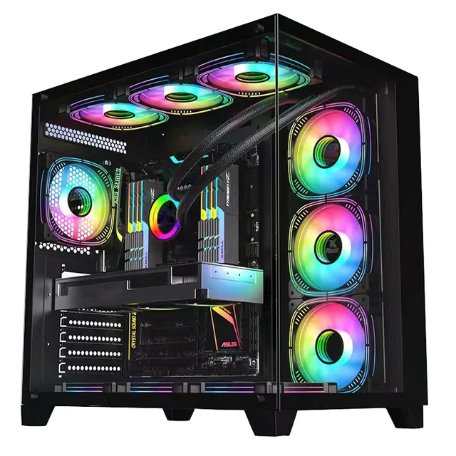 SATE(K896)OEM New Tempered Glass Computer Case&Towers ATX Desktop PC Gamer Cabinet pc Gaming computer case 4 fans including