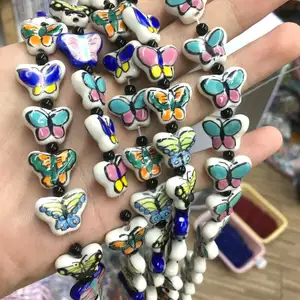 도매 여러 가지 빛깔의 나비 도자기 구슬 팔찌 만들기 느슨한 유리 나비 구슬 크리스탈 DIY 비즈